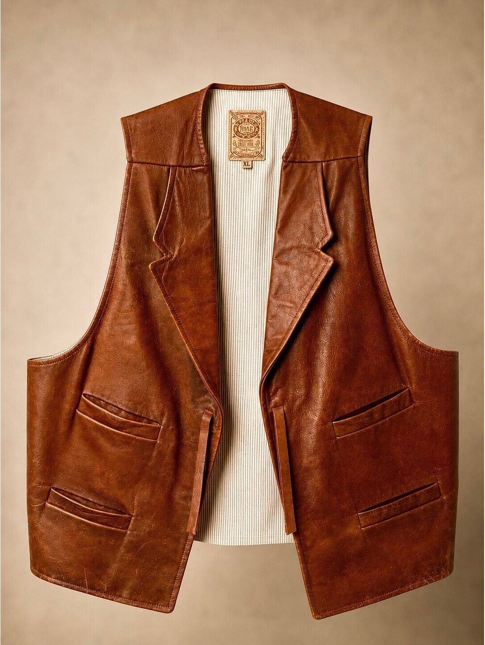 WAH Maker Leather Range Vest XL Western Cowboy USA Made Frontier Workwear